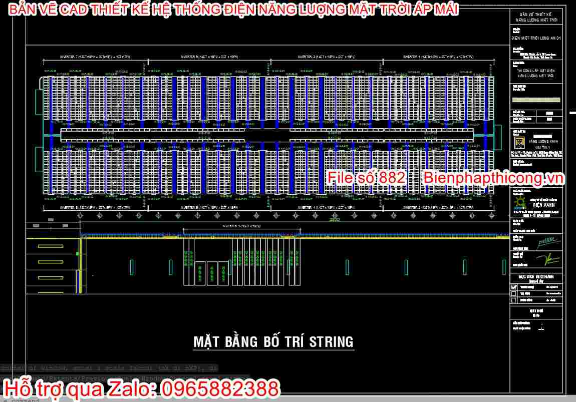Mặt bằng bố trí string điện năng lượng mặt trời.