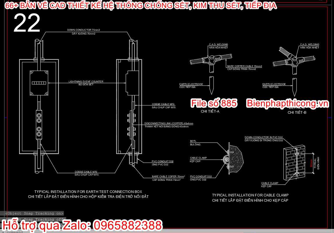 Thiết kế hệ thống tiếp địa cad.
