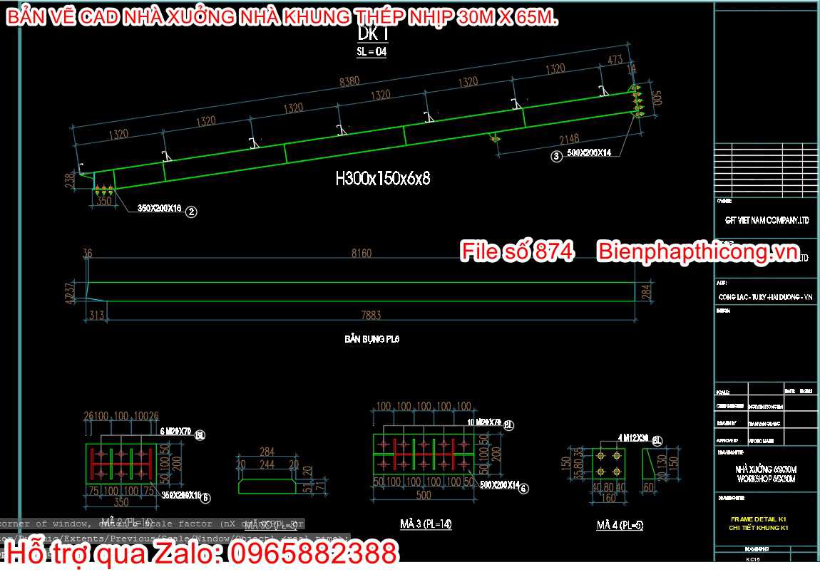 Bản vẽ cad kèo thép nhà xưởng.