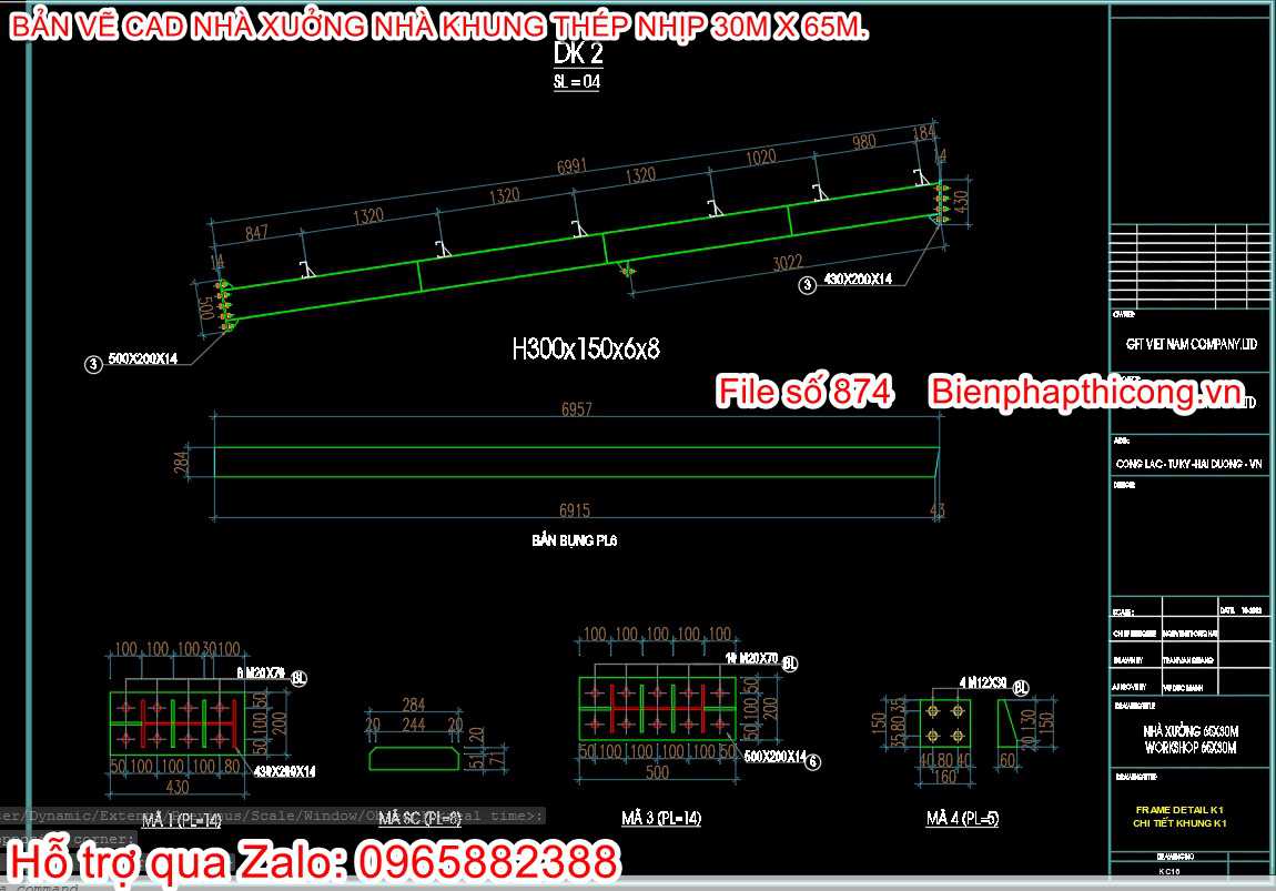 Bản vẽ cad kèo thép nhà xưởng.