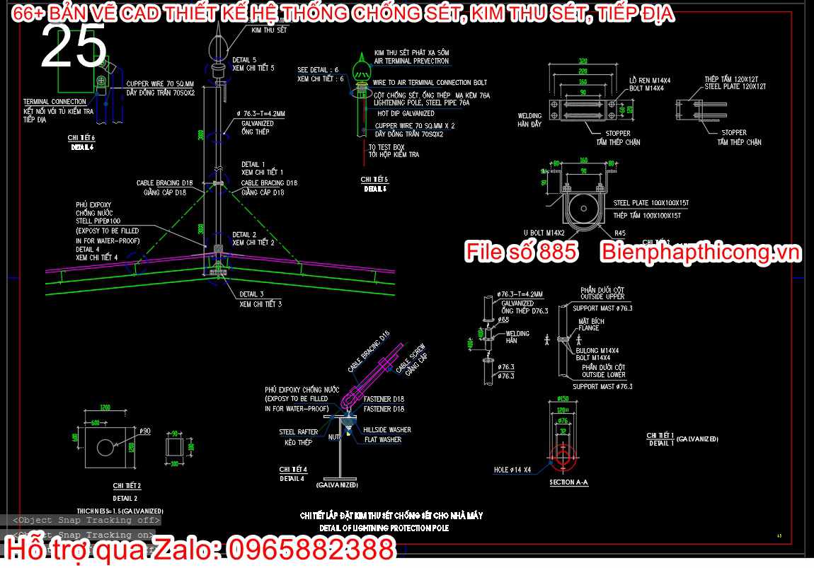 File thiết kế kim thu sét autocad.