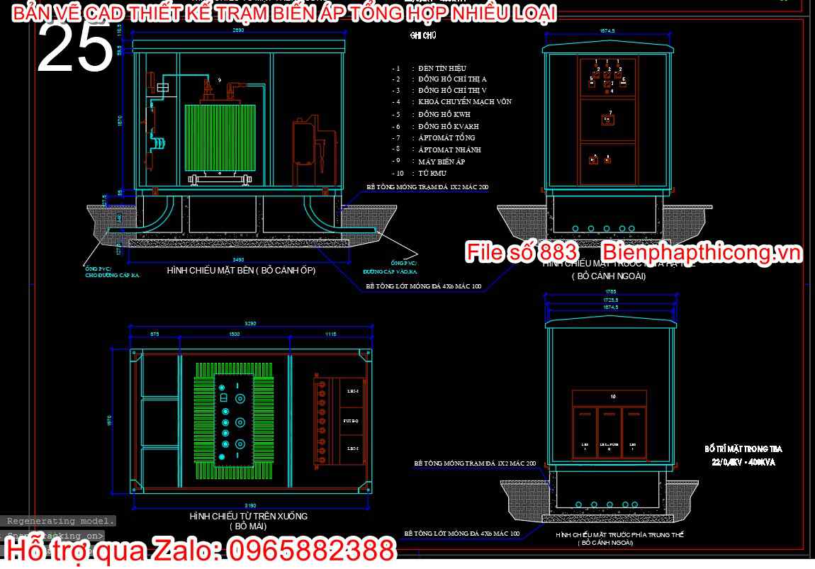 File thiết kế trạm biến áp hợp bộ.