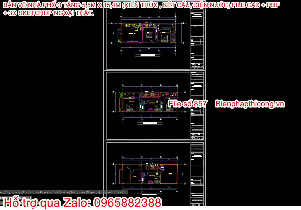 Bản vẽ cấp điện nước nhà ống nhà phố 3 tầng.