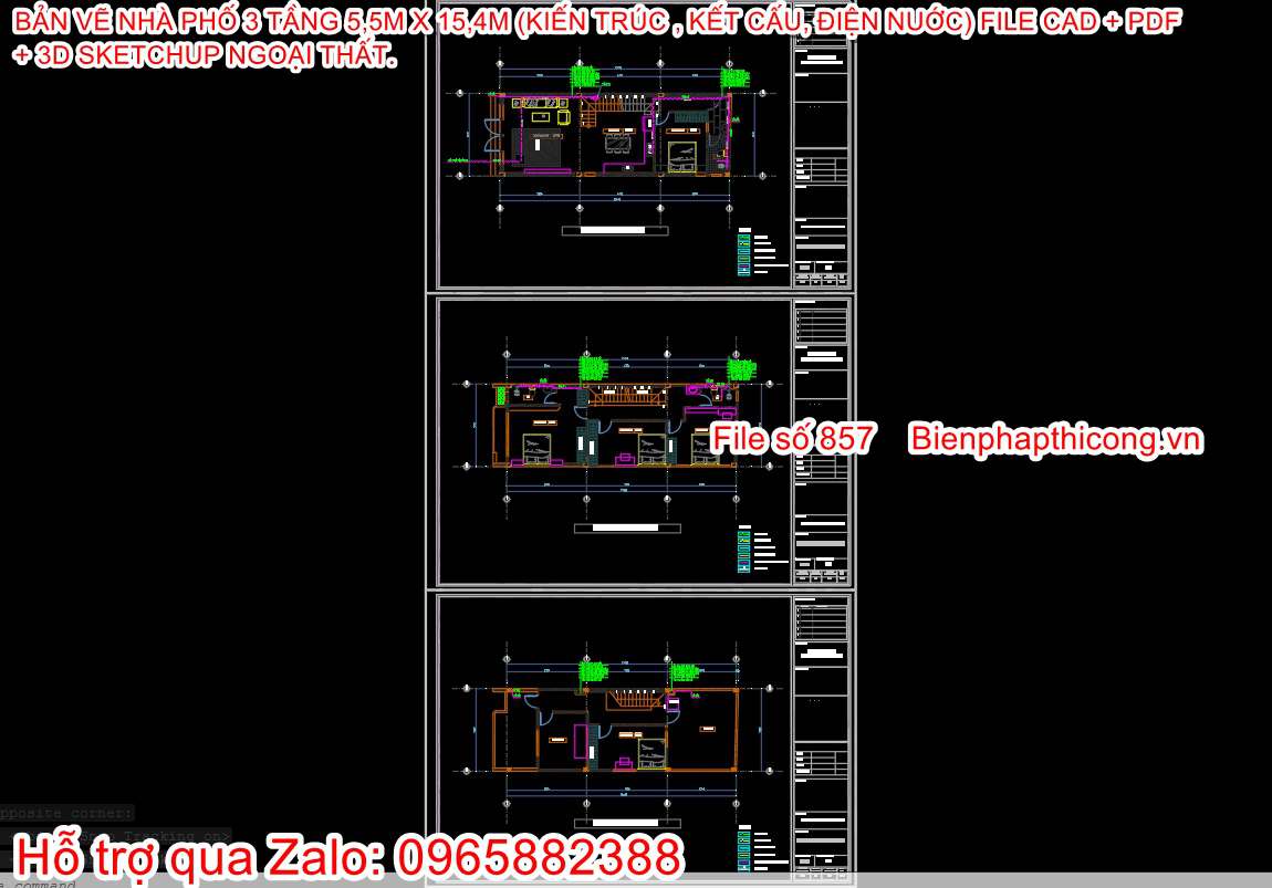 Bản vẽ cấp điện nước nhà ống nhà phố 3 tầng.