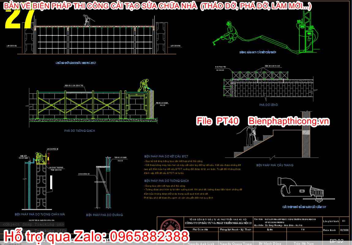 Bản vẽ cad bptc phá dỡ bằng thủ công.