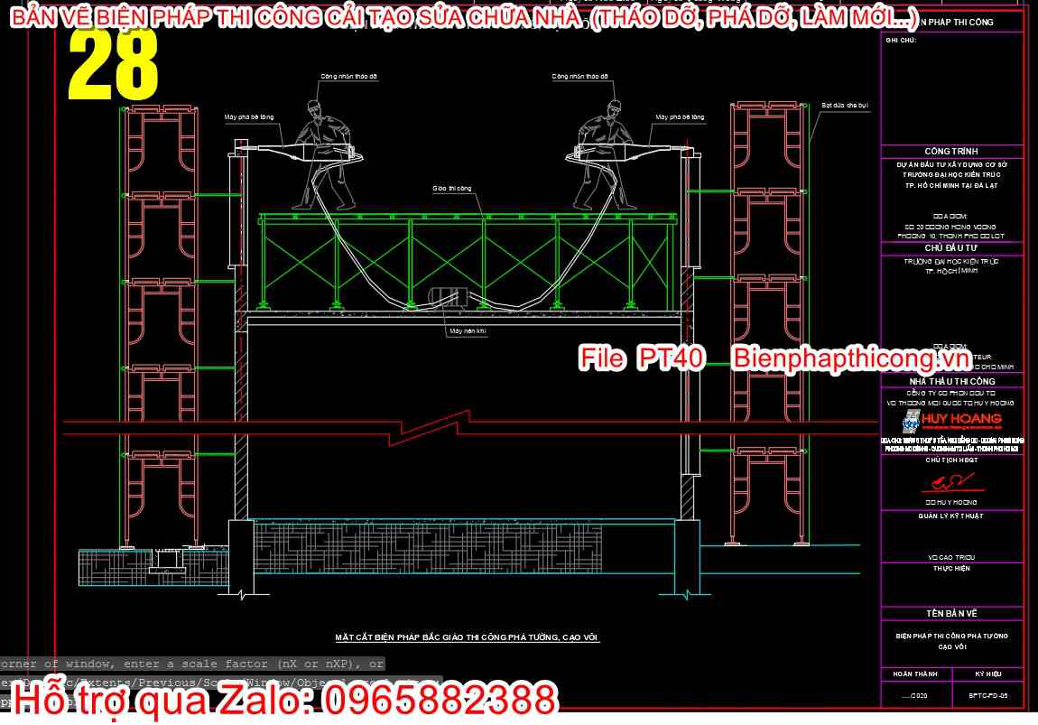 Bản vẽ cad biện pháp thi công hay.