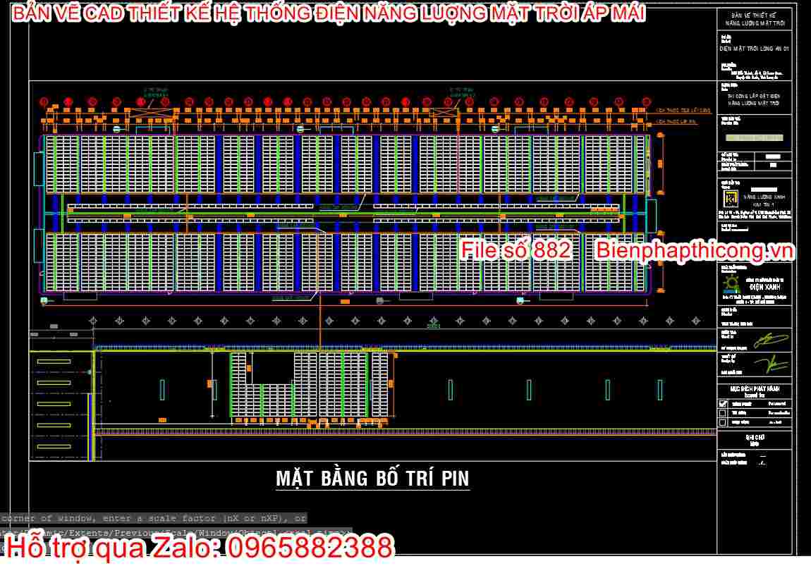 Download file mặt bằng bố trí pin hệ thống năng lượng mặt trời.
