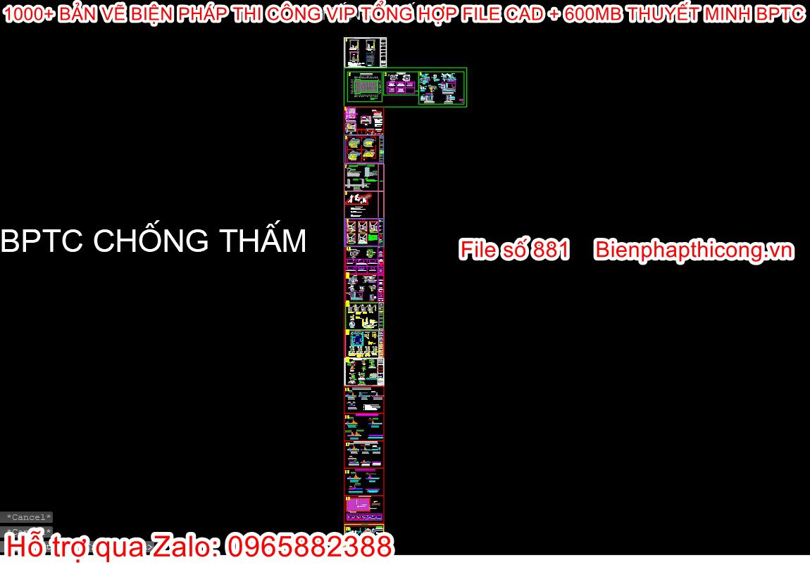 Bản vẽ biện pháp thi công chống thấm.