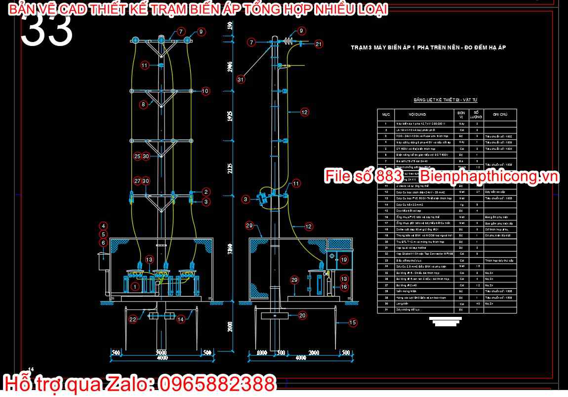Mẫu file thiết kế mẫu trạm biến áp.