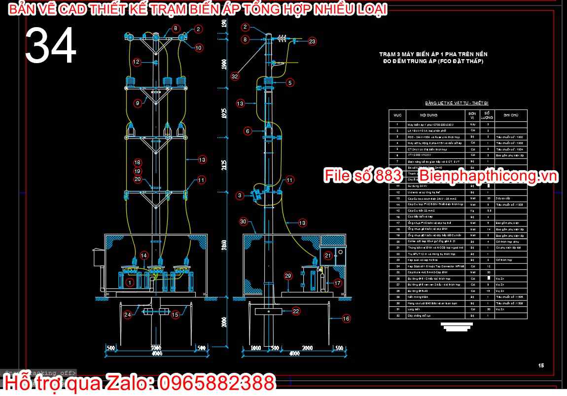 Mẫu file thiết kế mẫu trạm biến áp.