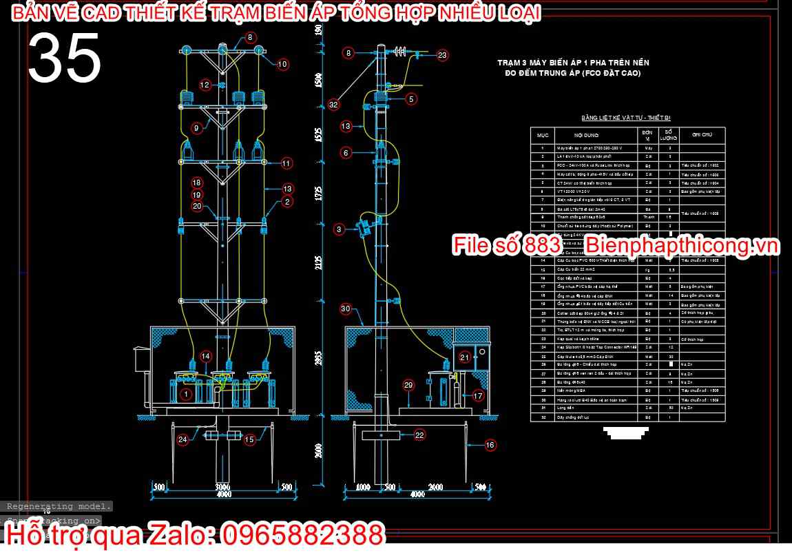 Bản vẽ autocad trạm biến áp cad.