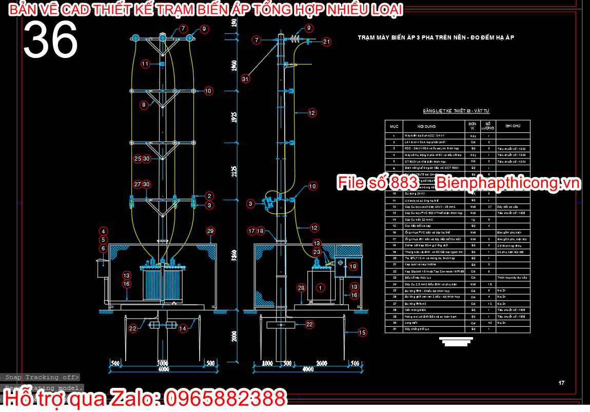 Bản vẽ autocad trạm biến áp cad.