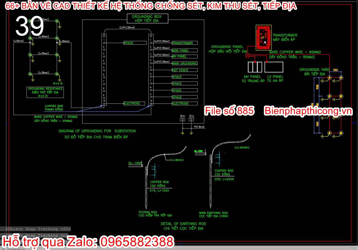 File cad hệ thống tiếp địa.