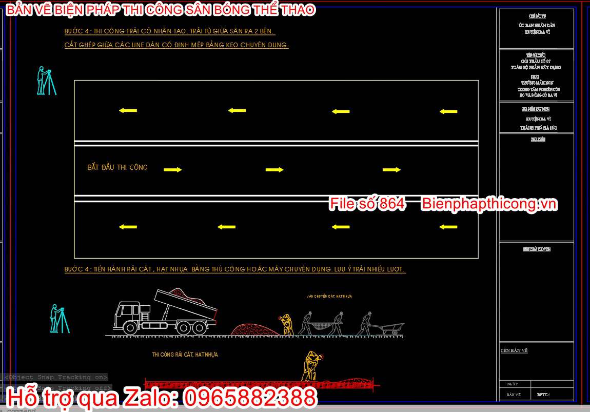 Bản vẽ biện pháp thi công rải cỏ nhân tạo.