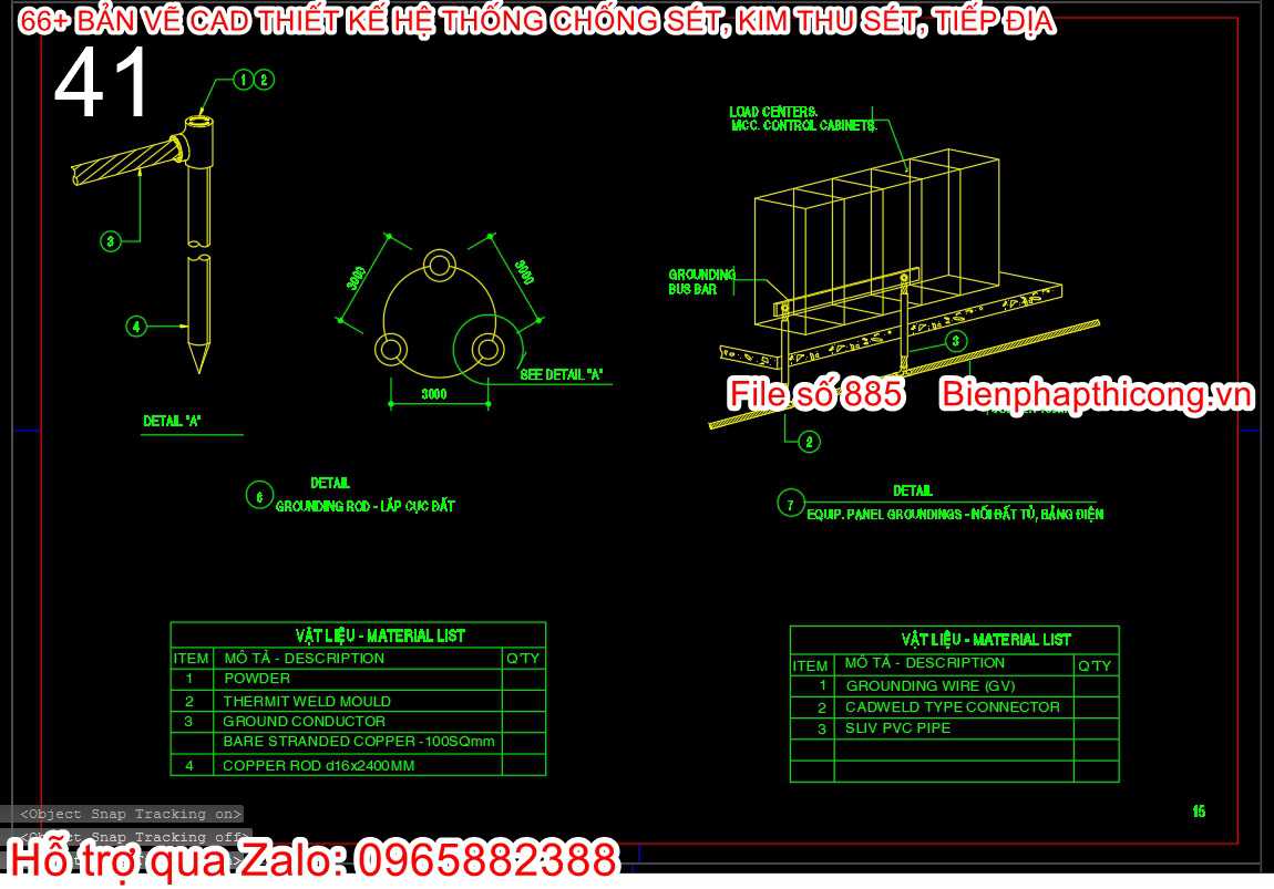 Hệ thống tiếp địa cad.