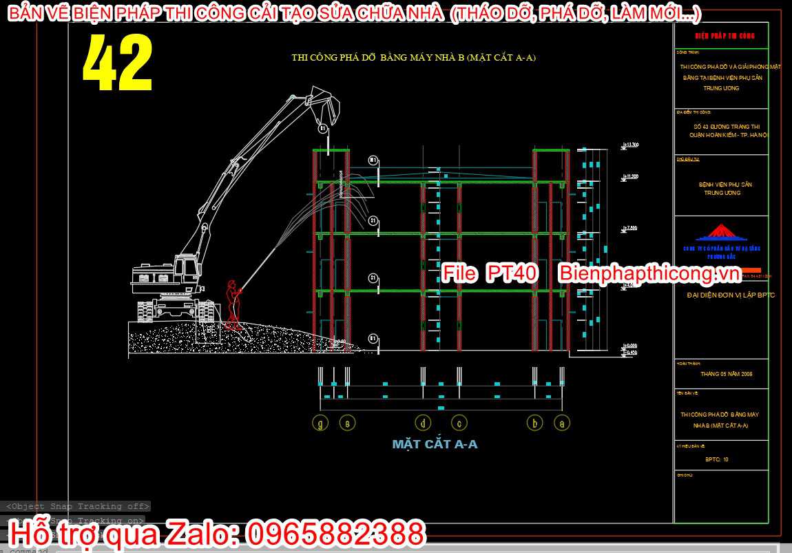 Thi công phá dỡ bằng máy nhà B.