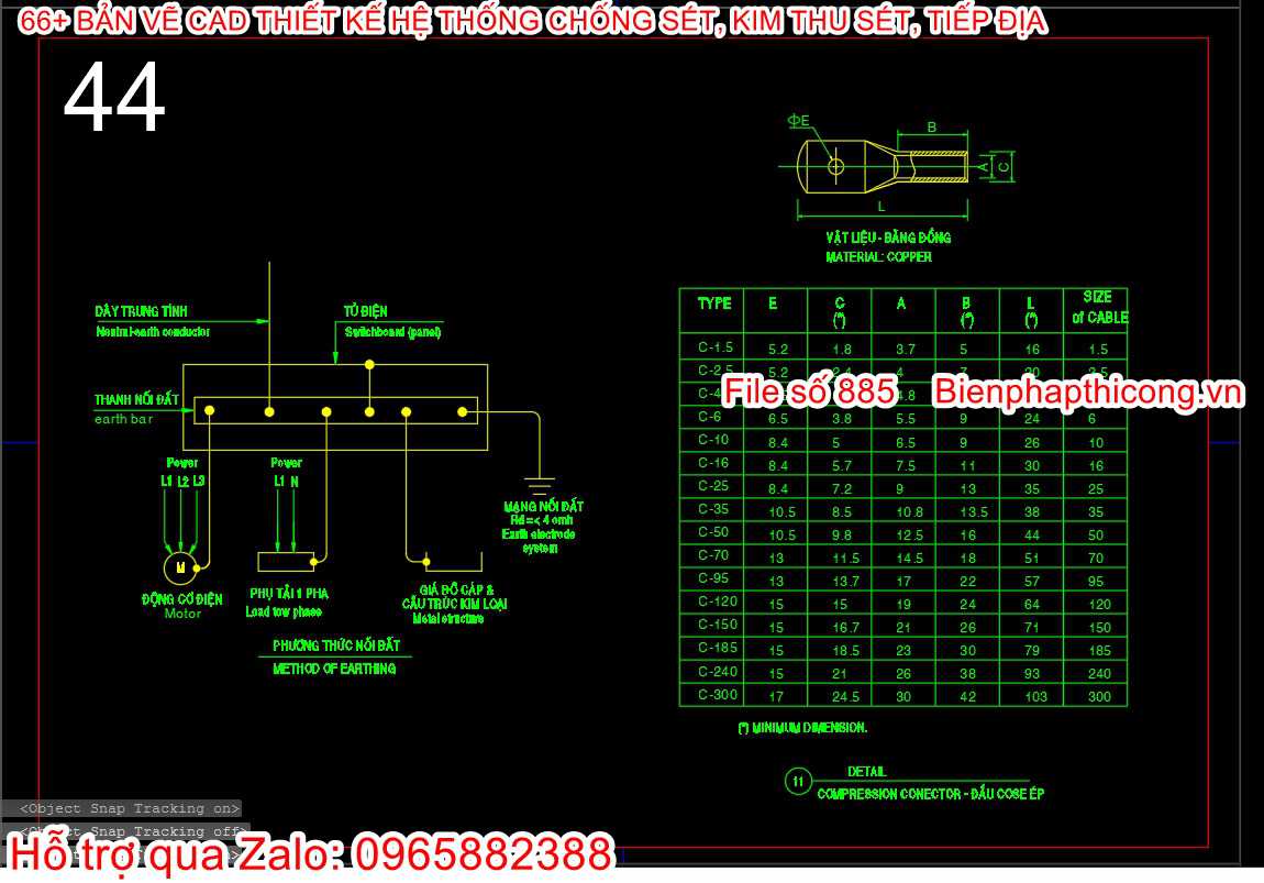 File cad mẫu bản vẽ thiết kế hệ thống tiếp địa.