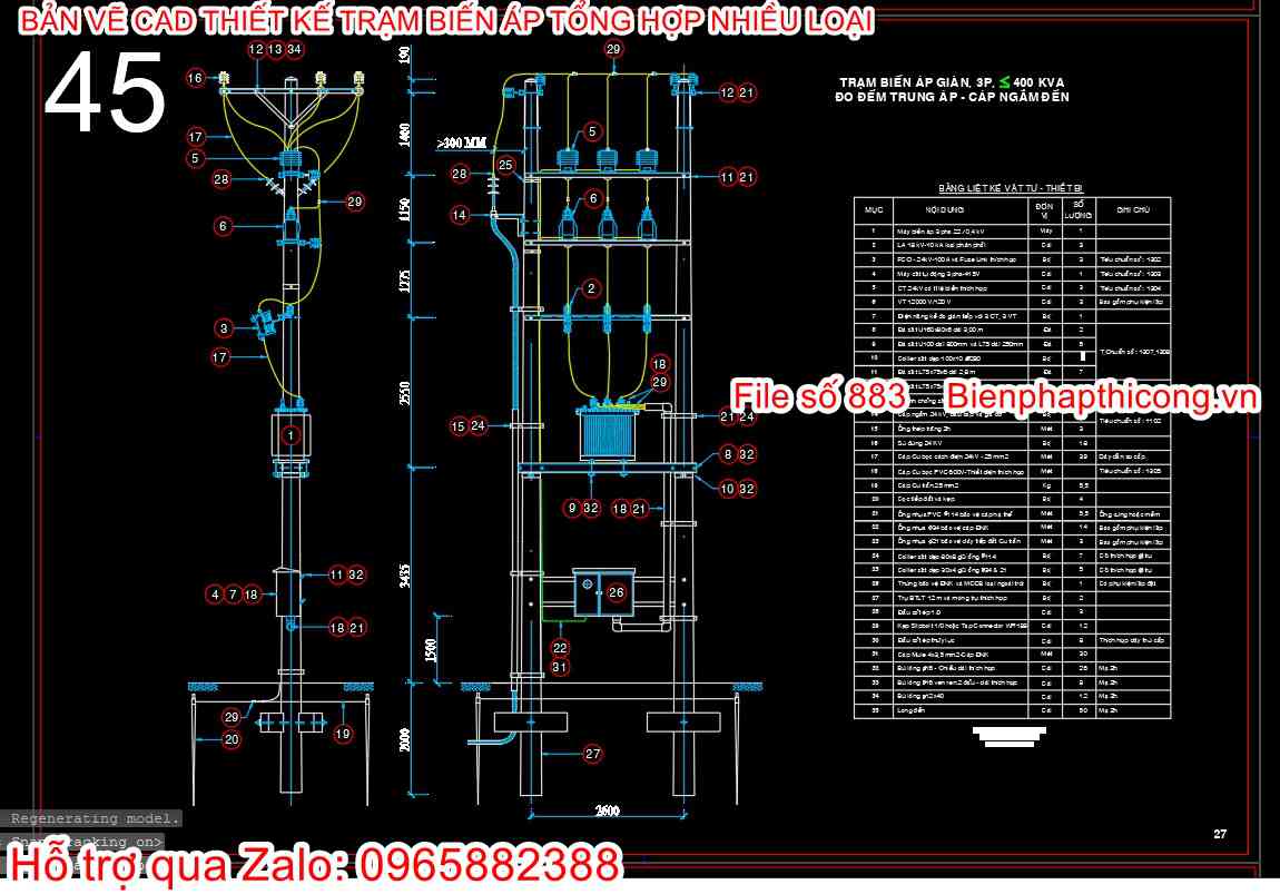 Thư viện tổng hợp các bản vẽ trạm biến áp.