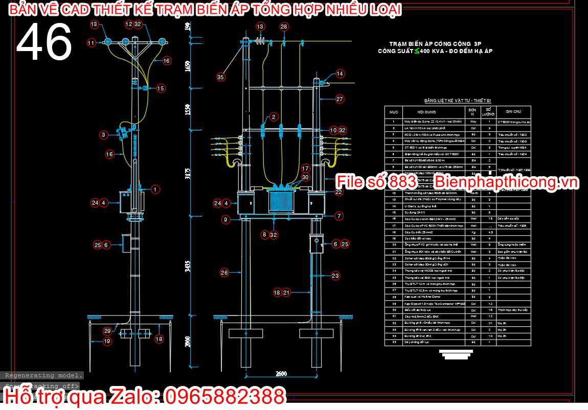 Thư viện tổng hợp các bản vẽ trạm biến áp.