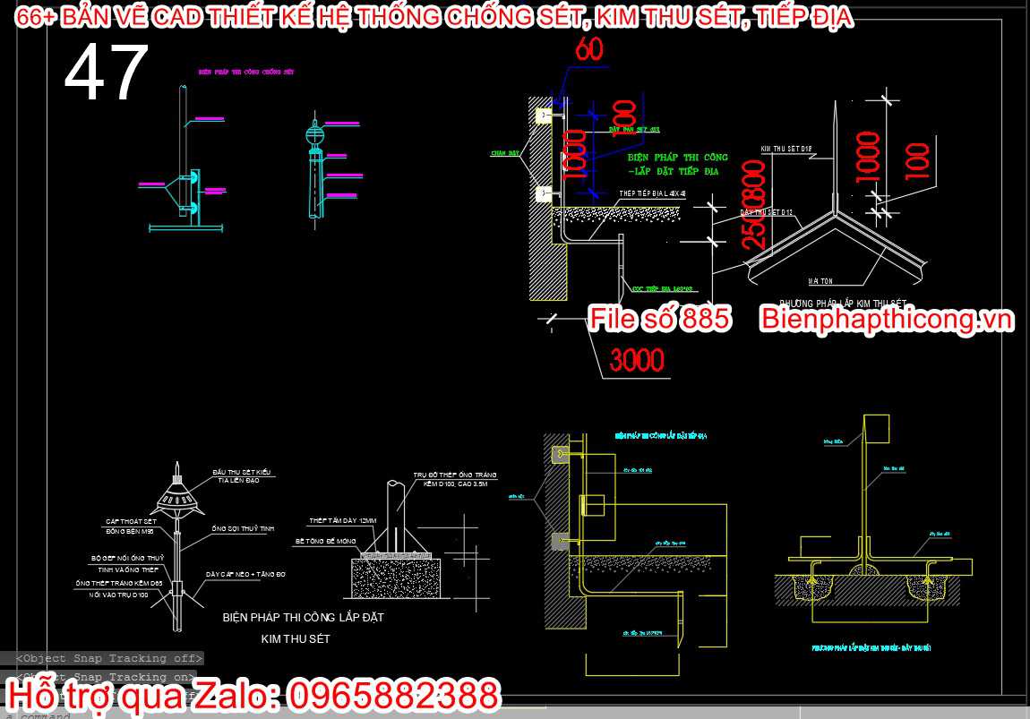 Thiết kế bản vẽ hệ thống chống sét cad.