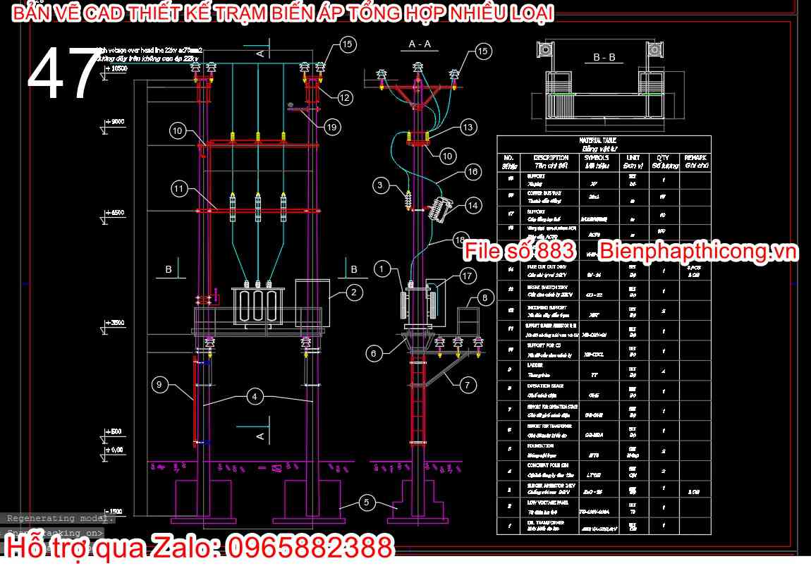 File thiết kế thư viện các bản vẽ trạm biến áp.
