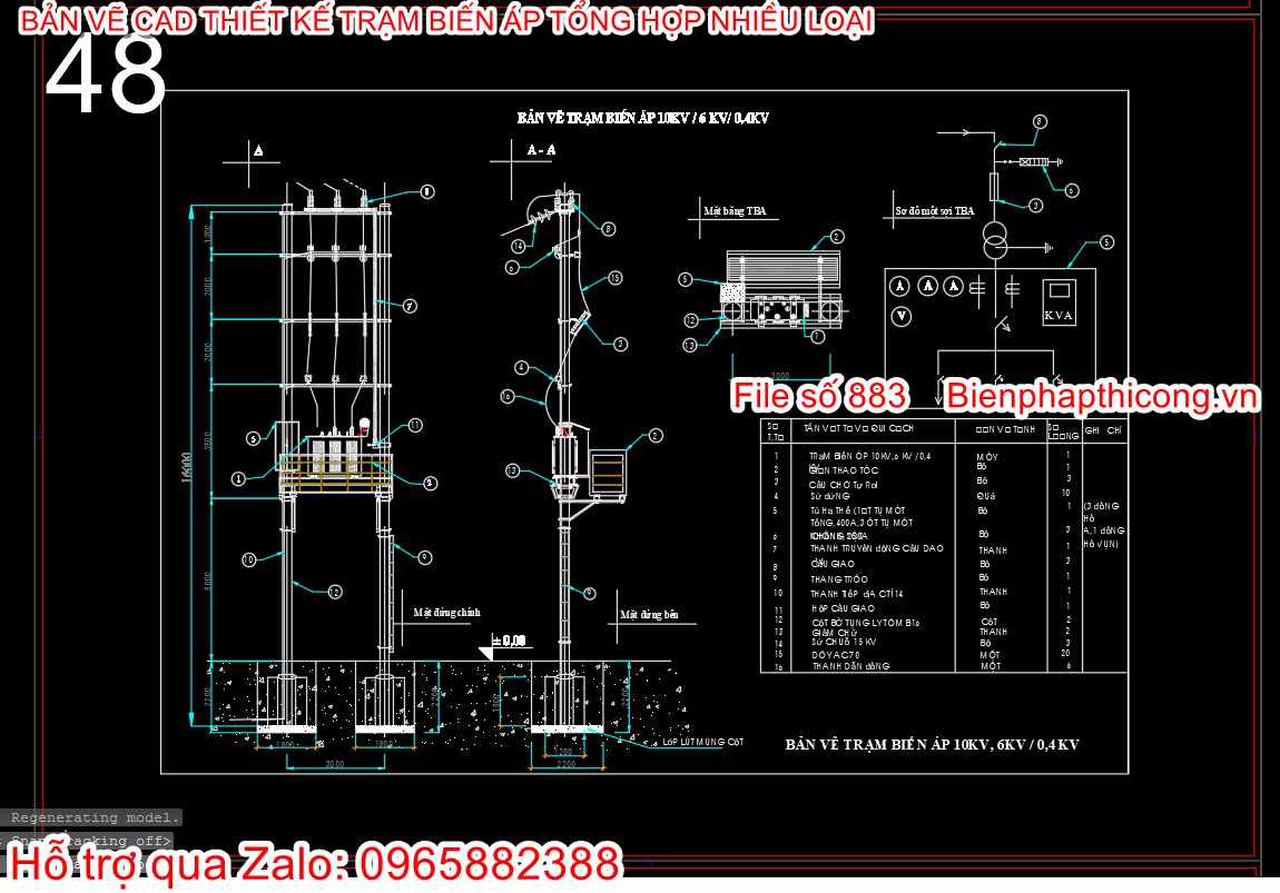File thiết kế thư viện các bản vẽ trạm biến áp.