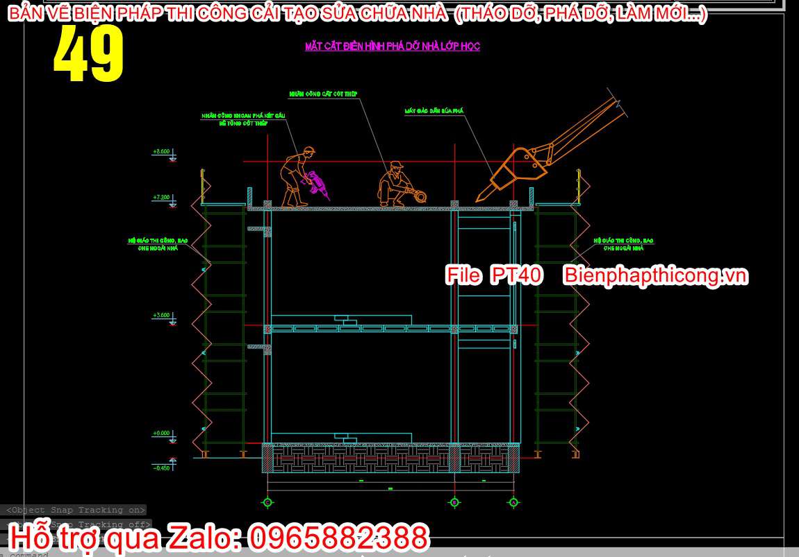 Bản vẽ bptc phá cắt bê tông bằng thủ công.