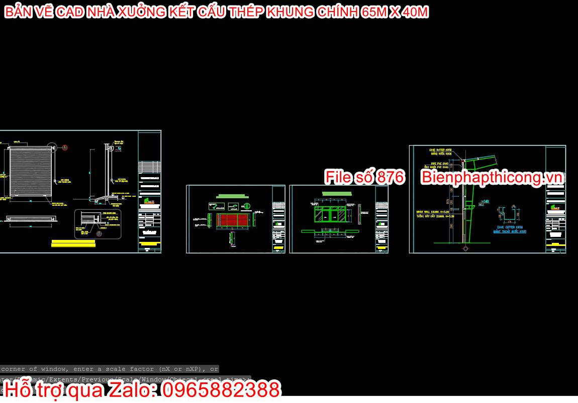 File thiết kế nhà thép tiền chế khung kèo dài 65m x 40m.