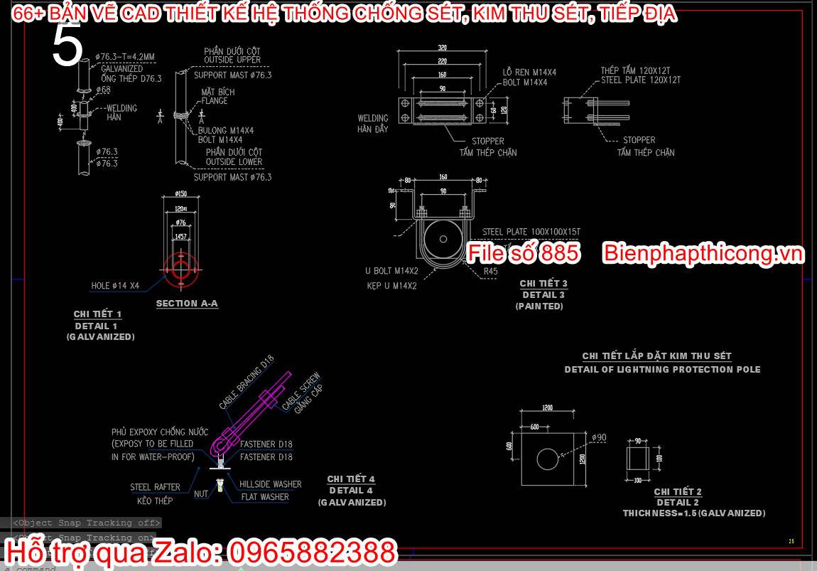Mẫu bản vẽ cad hệ thống tiếp địa trường học.