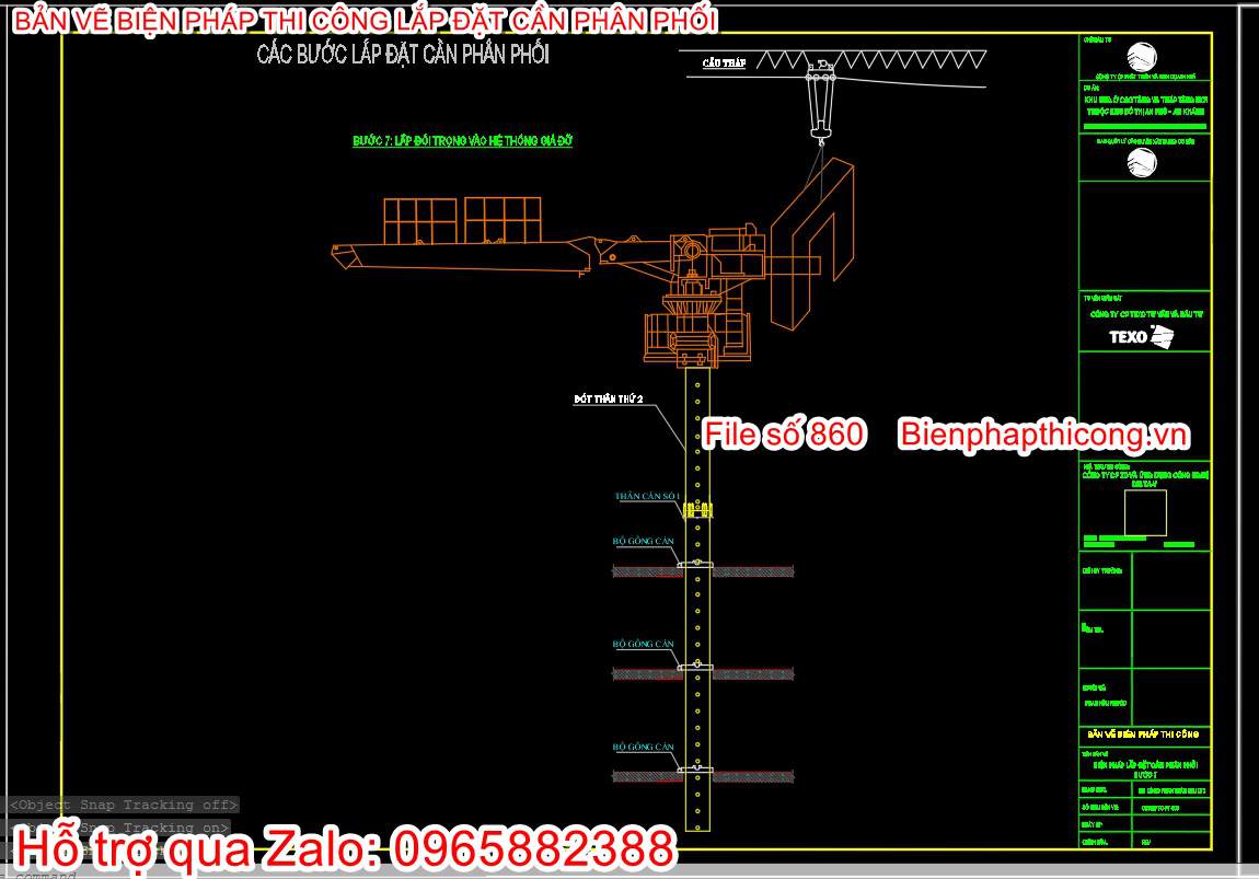Các bước lắp đặt cần phân phối cad.