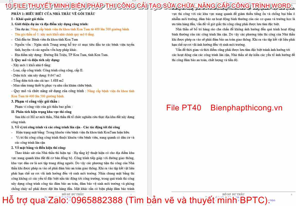 Thuyết minh biện pháp thi công nâng cấp bệnh viện đa khoa.