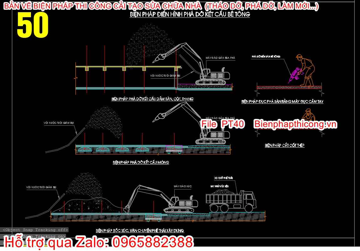 Biện pháp điển hình phá dỡ kết cấu bê tông.
