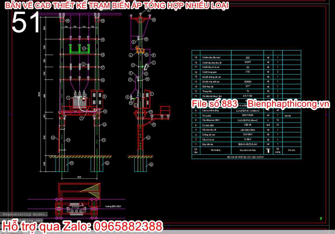 Bản vẽ cad trạm biến áp treo.