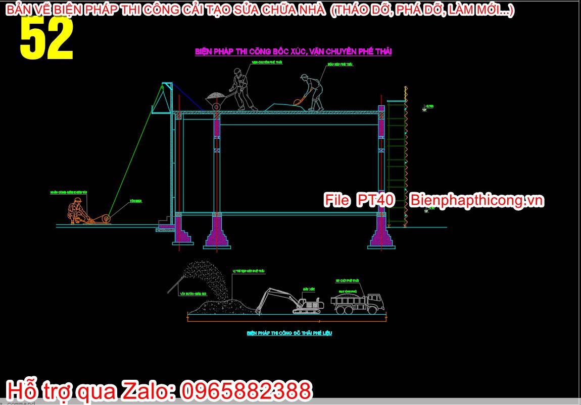 Biện pháp bốc xúc vận chuyển phế thải.
