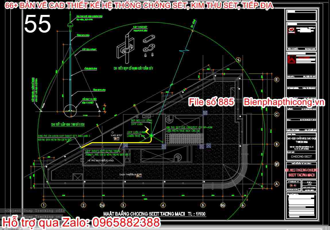 Bản vẽ hệ thống chống sét nhà cao tầng.