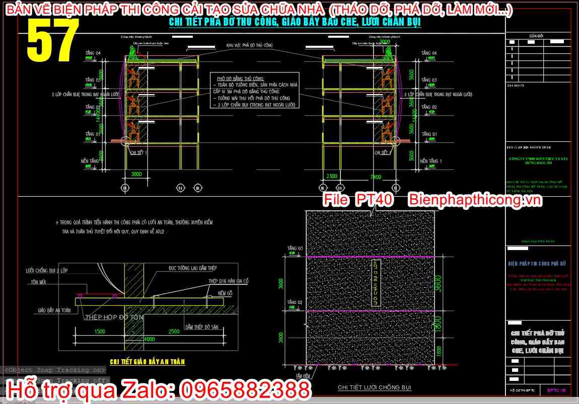 Phá dỡ thủ công, giàn giáo bao che cad.