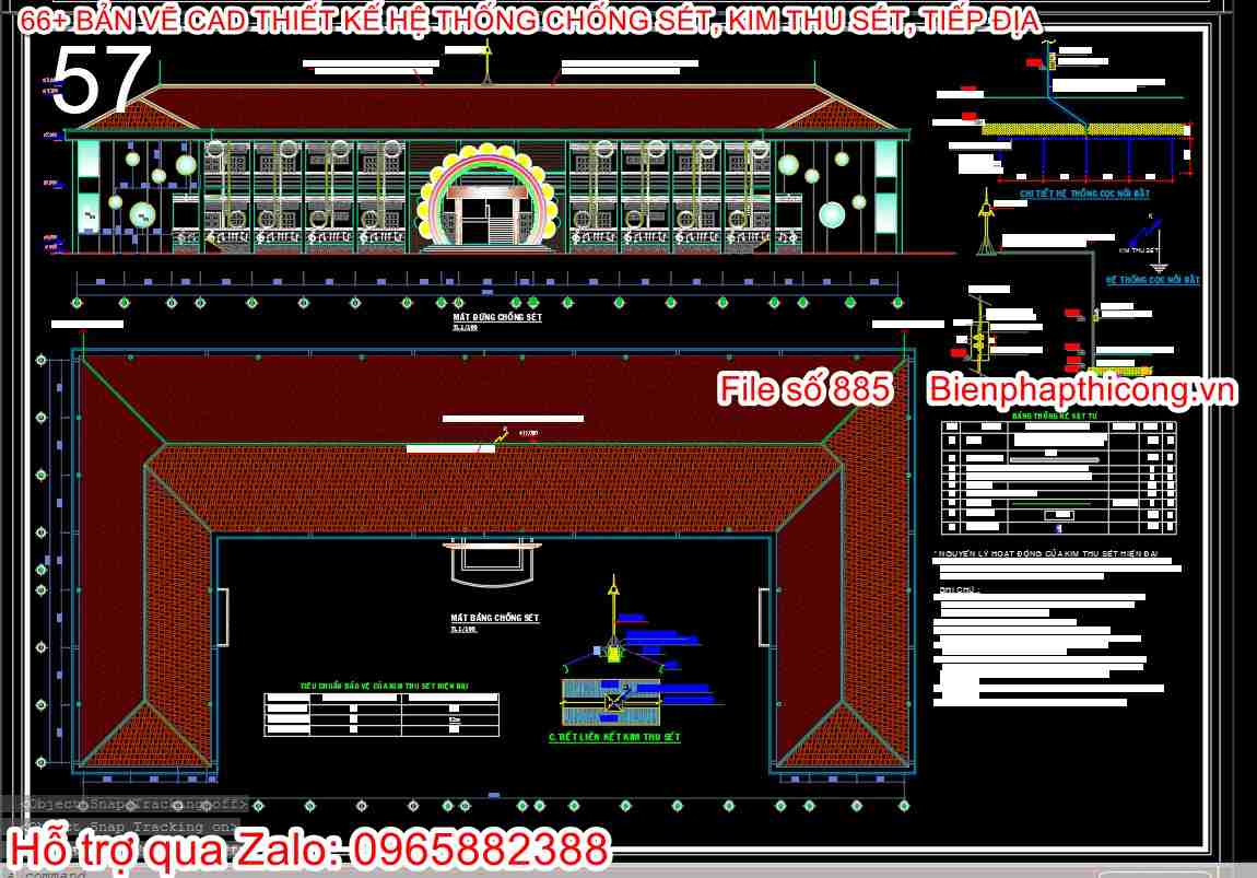 Bản vẽ cad trường học chống sét.
