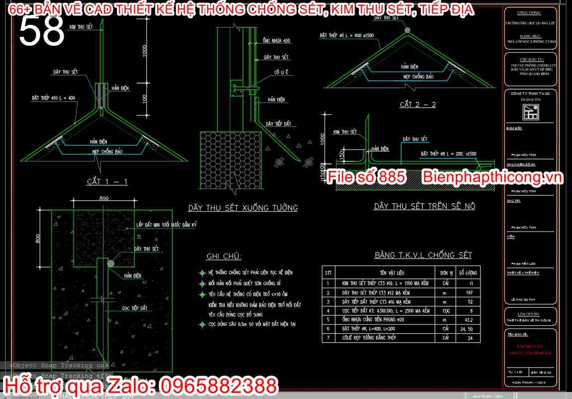 Bản vẽ cad trường học chống sét.
