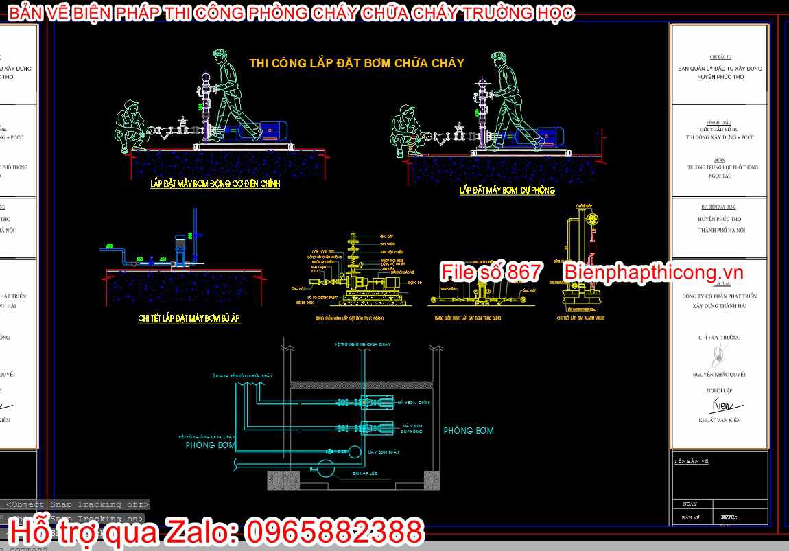 Biện pháp thi công lắp dặt bơm chữa cháy.