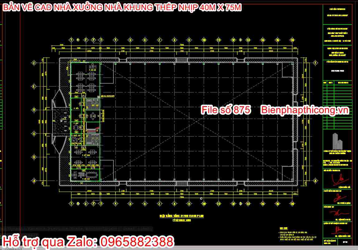Bản vẽ nhà thép tiền chế nhịp 40m.