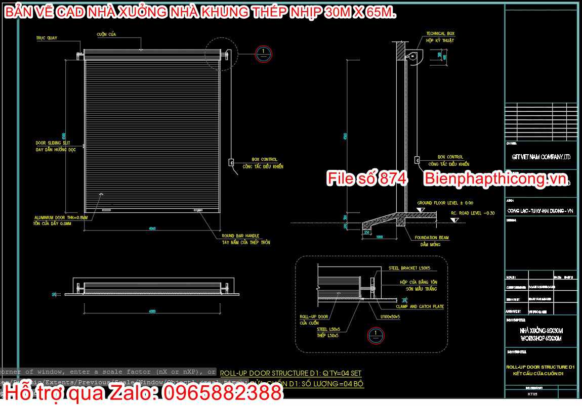 Bản vẽ thiết kế cửa cuốn nhà xưởng.