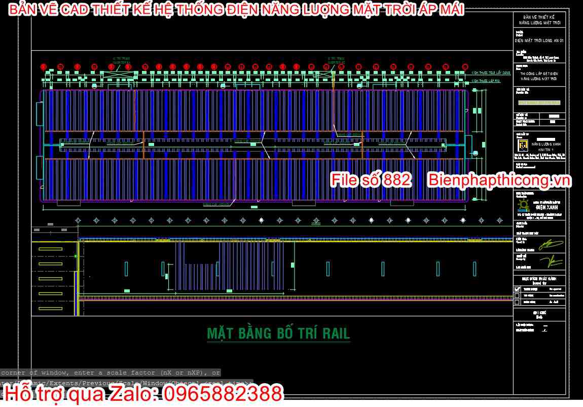 Mặt bằng bố trí rail năng lượng mặt trời.