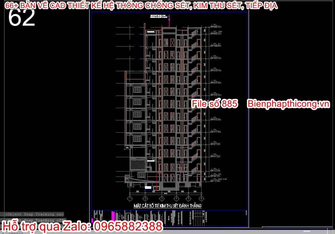 File cad chống sét nhà cao tầng.