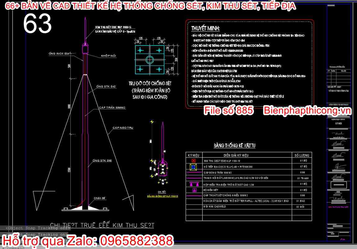 Bản vẽ autocad chống sét nhà cao tầng.