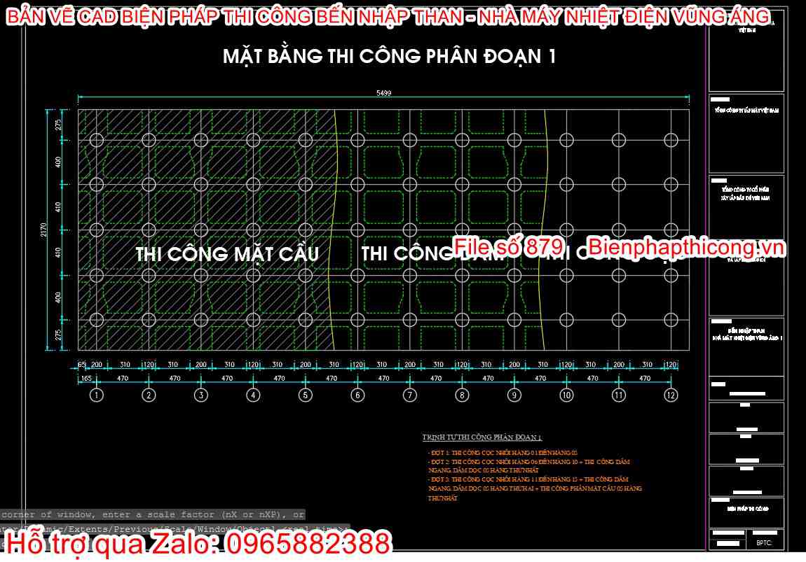 Mặt bằng thi công phân đoạn.