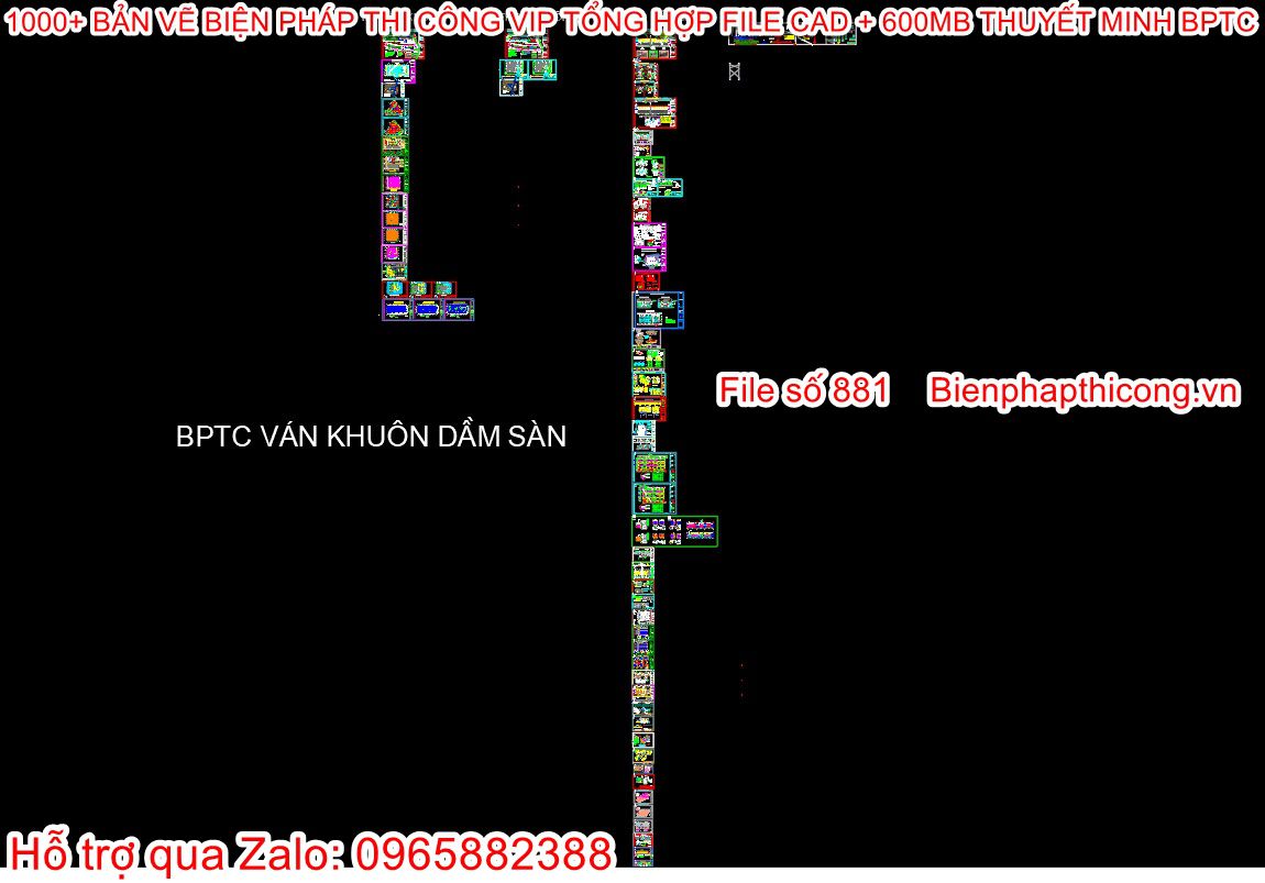 Bản vẽ bptc ván khuôn dầm sàn cad.