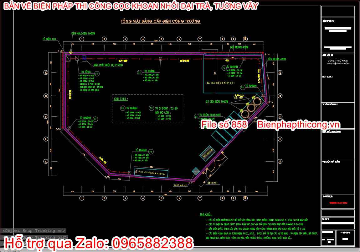 Tổng mặt bằng bptc cấp điện công trường.
