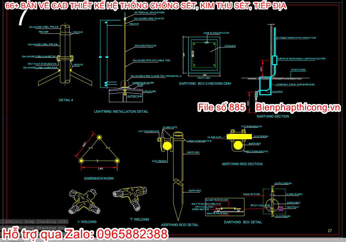Thư viện cad hệ thống tiếp địa hay.