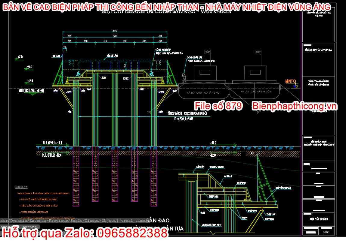 File cad biện pháp thi công bến nhà máy.