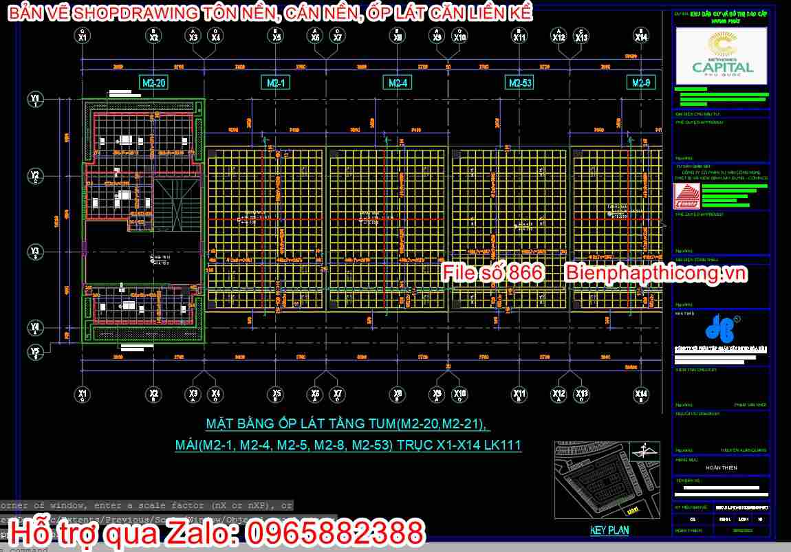 Mặt bằng ốp lát tầng tum shopdrawing.